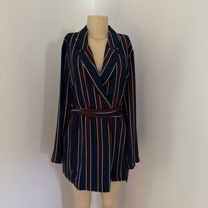 Striped Navy and Red Romper